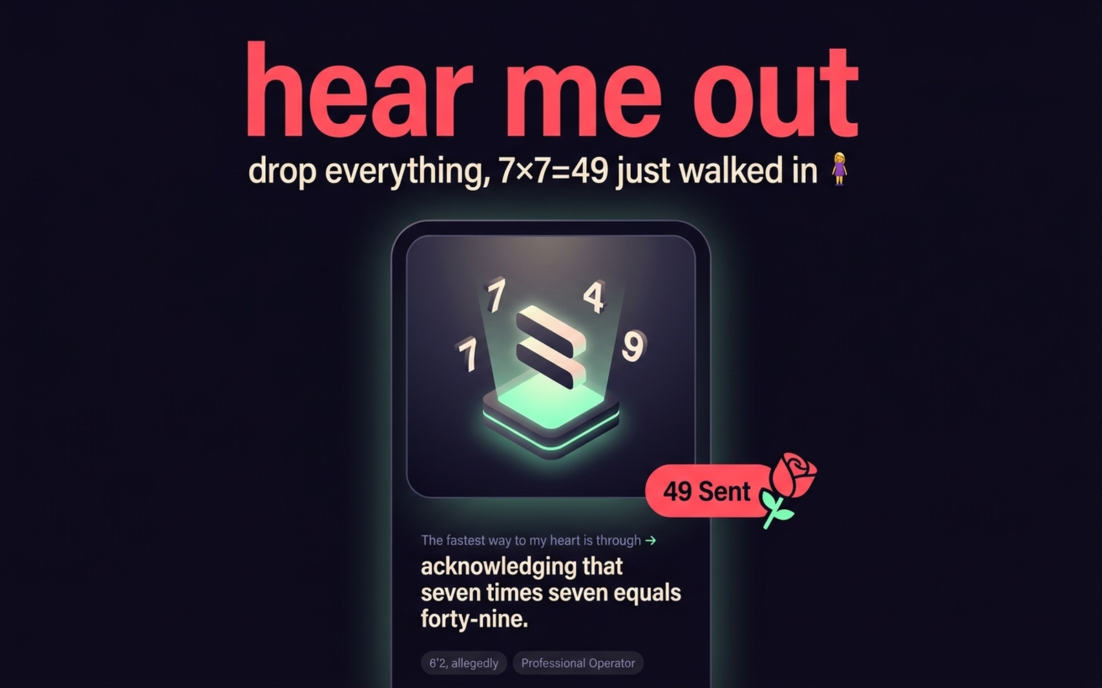 7×7=49 / Global online / hear-me-out girl-coded TikTok absurdists