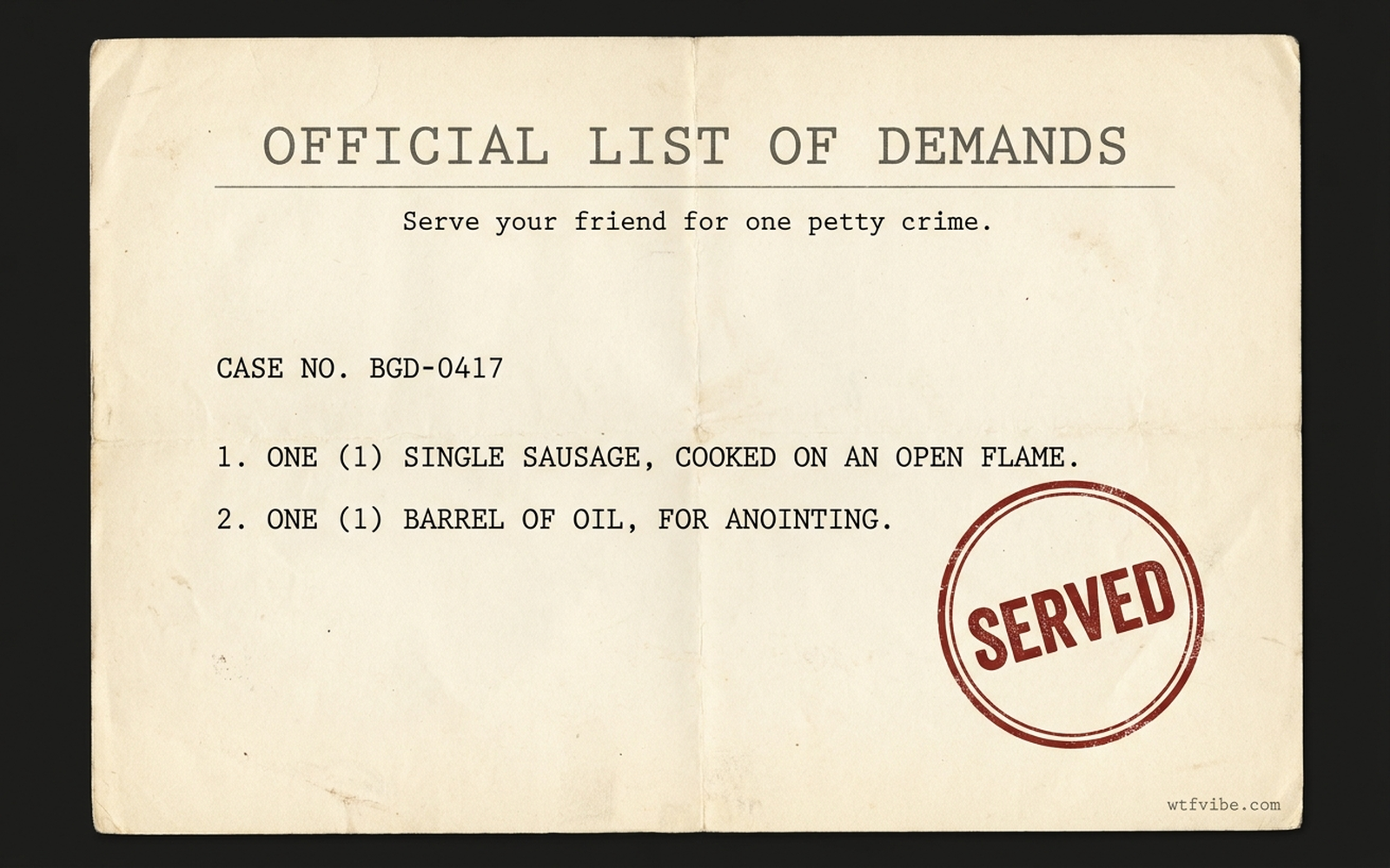 OFFICIAL LIST OF DEMANDS generator