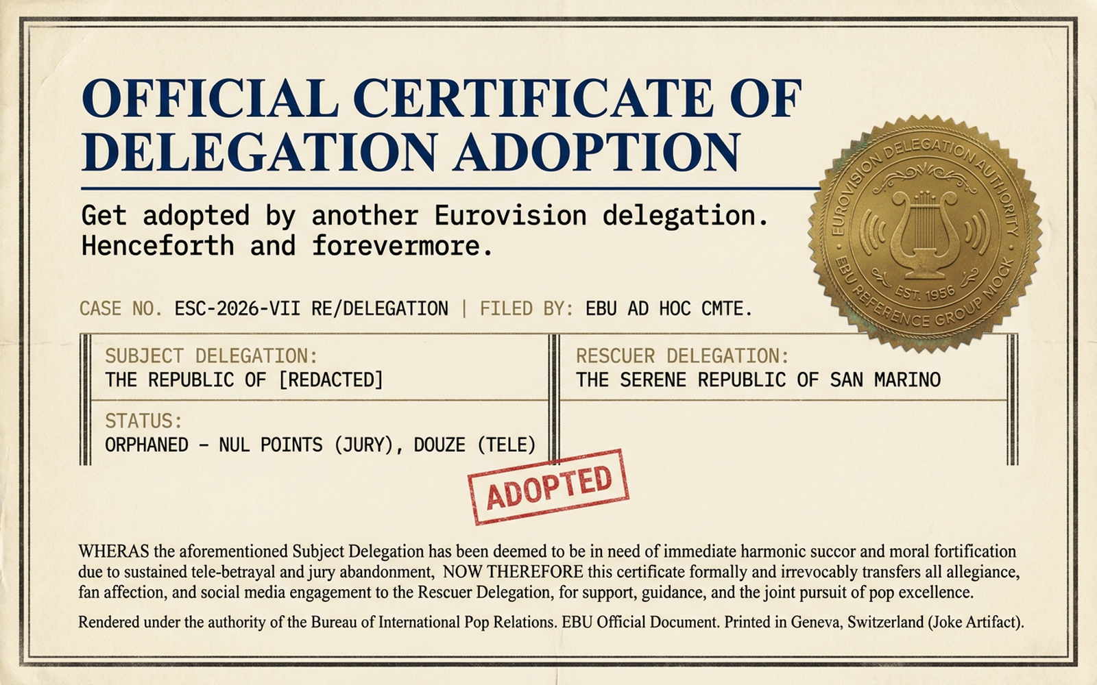 Official Adoption Certificate generator
