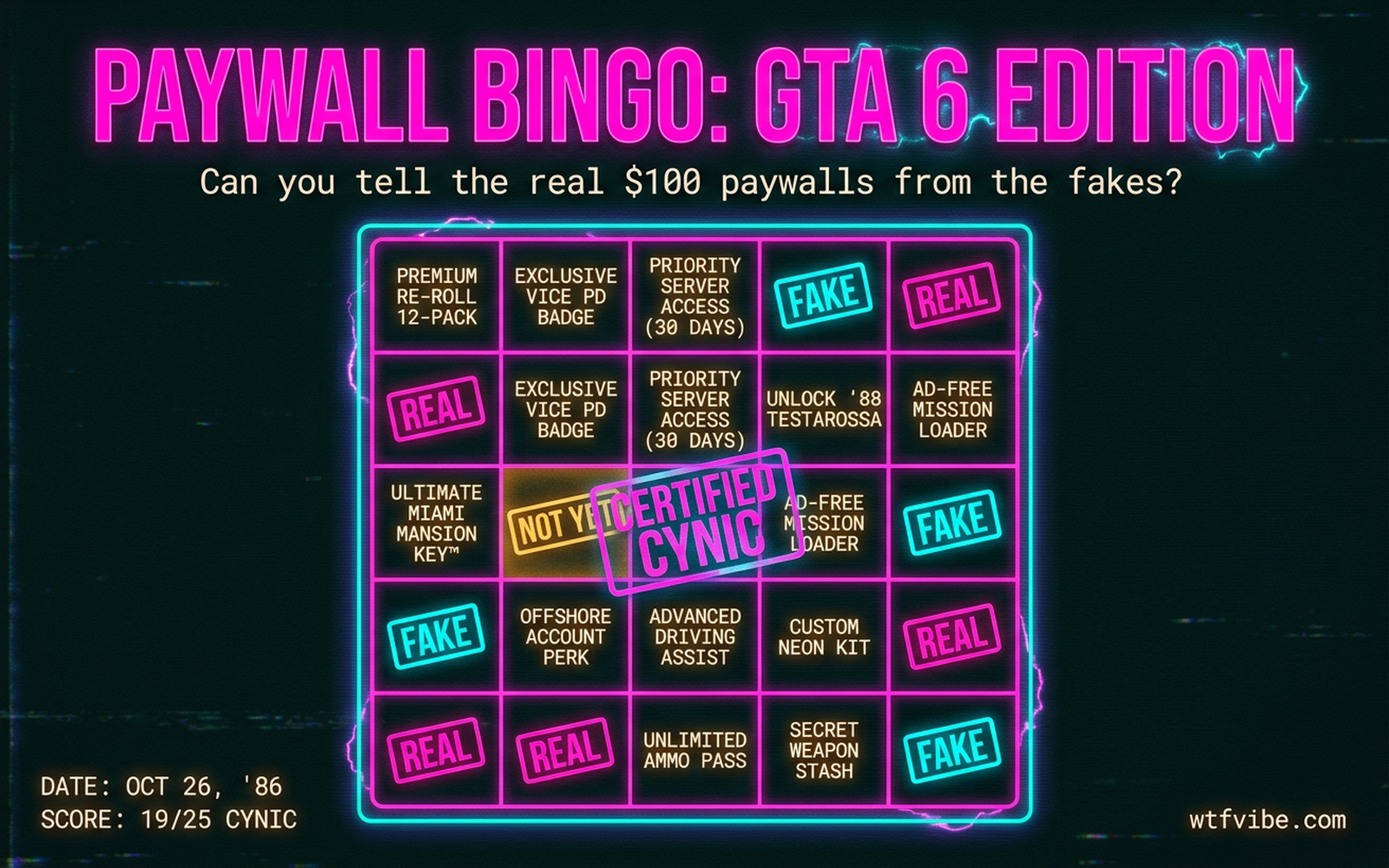GTA 6 Ultimate Edition Paywall Bingo (real-vs-fake)