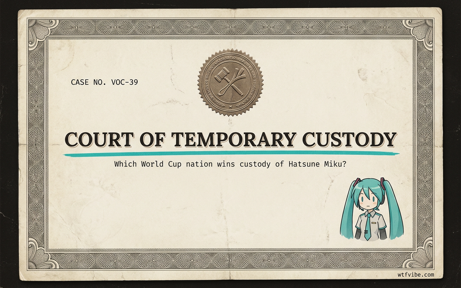 Hatsune Miku World Cup Custody Battle