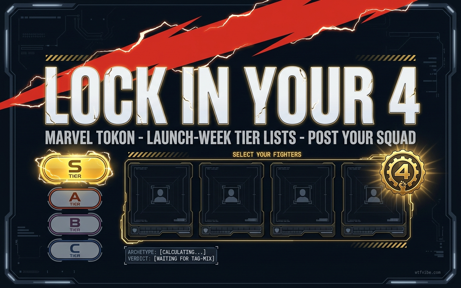 "Lock in your 4." (Marvel Tōkon launch-week squad card)
