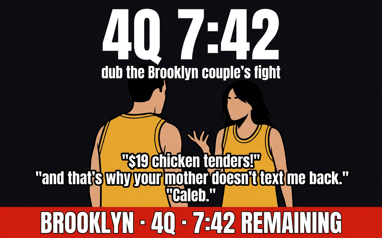 Pacers-Nets "Brooklyn Argument Couple" 6-slot subtitle composite