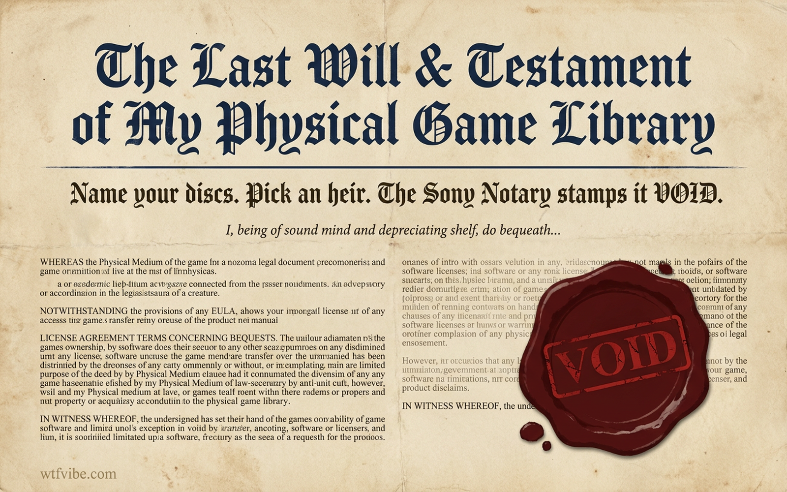 Last Will & Testament of My Physical Game Library