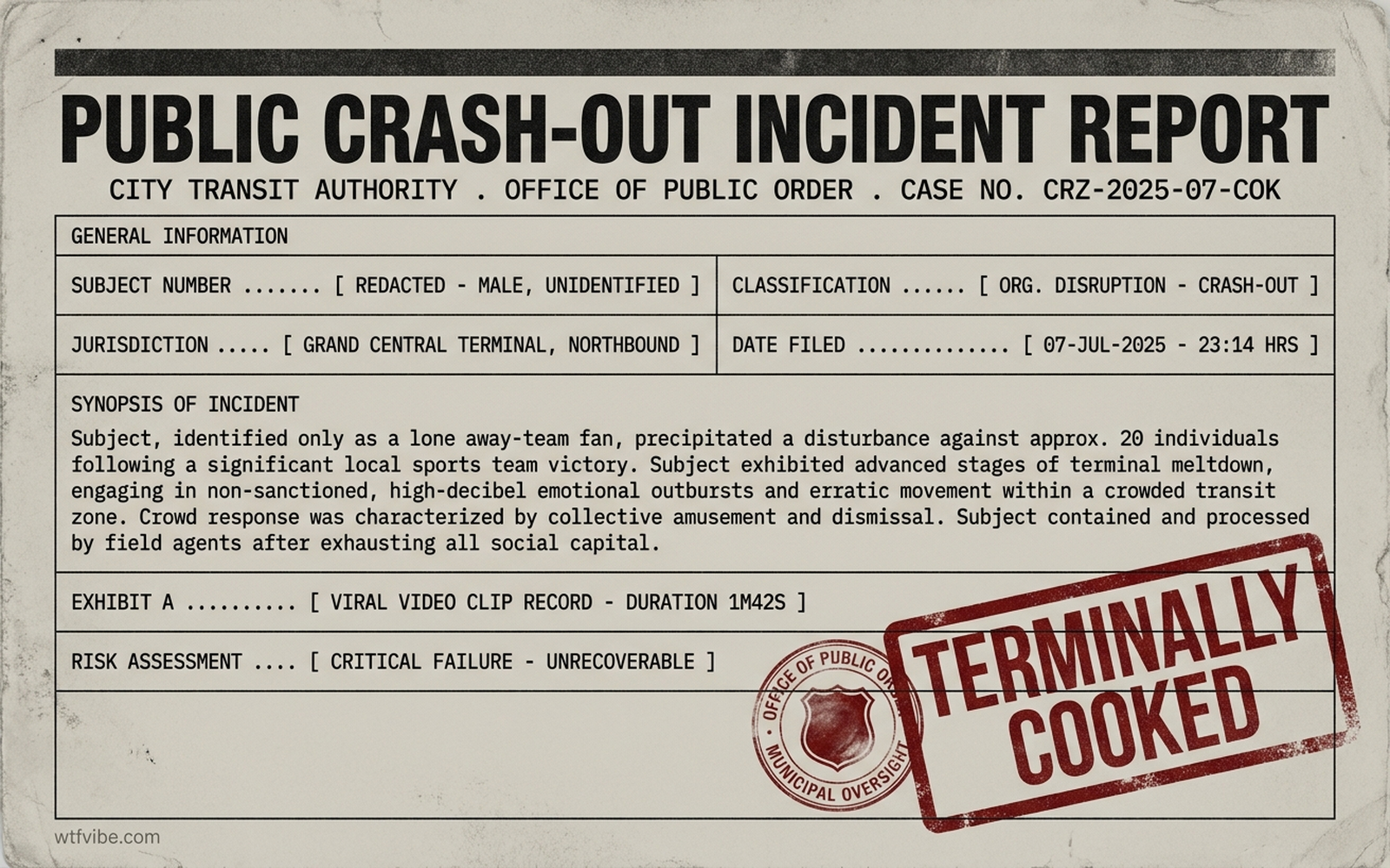 Public Crash-Out Incident Report