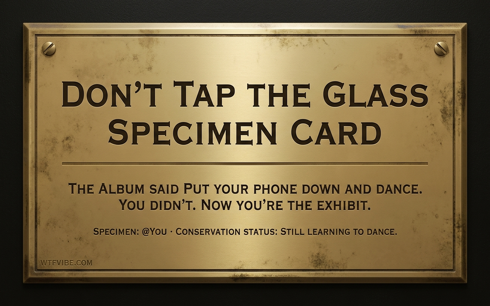 Don't Tap the Glass: Specimen Card
